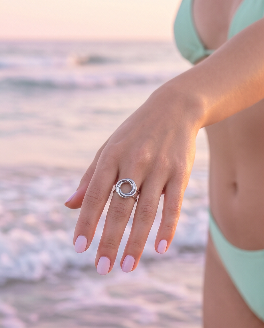 Anillo Círculos Plateado