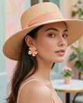 Pendiente Flor Naranja y Dorado