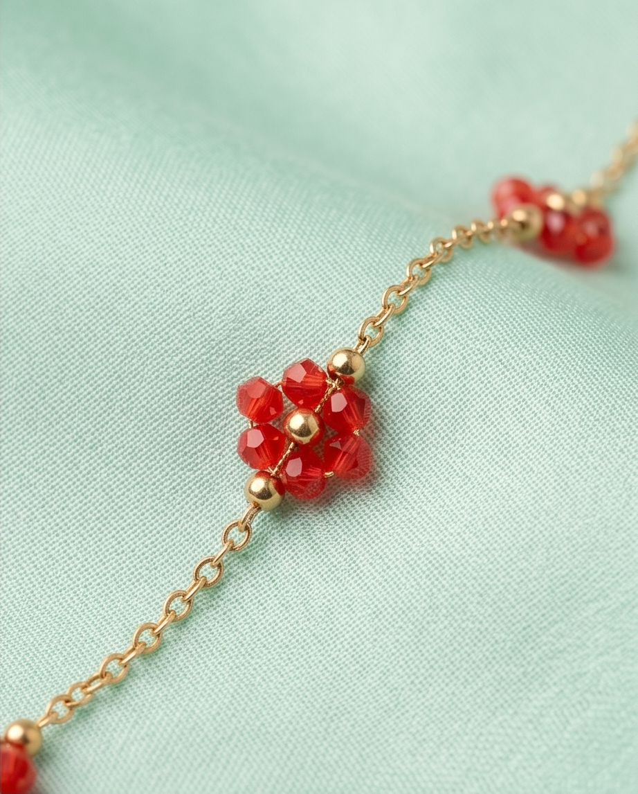 Pulsera Flores Coral Dorado