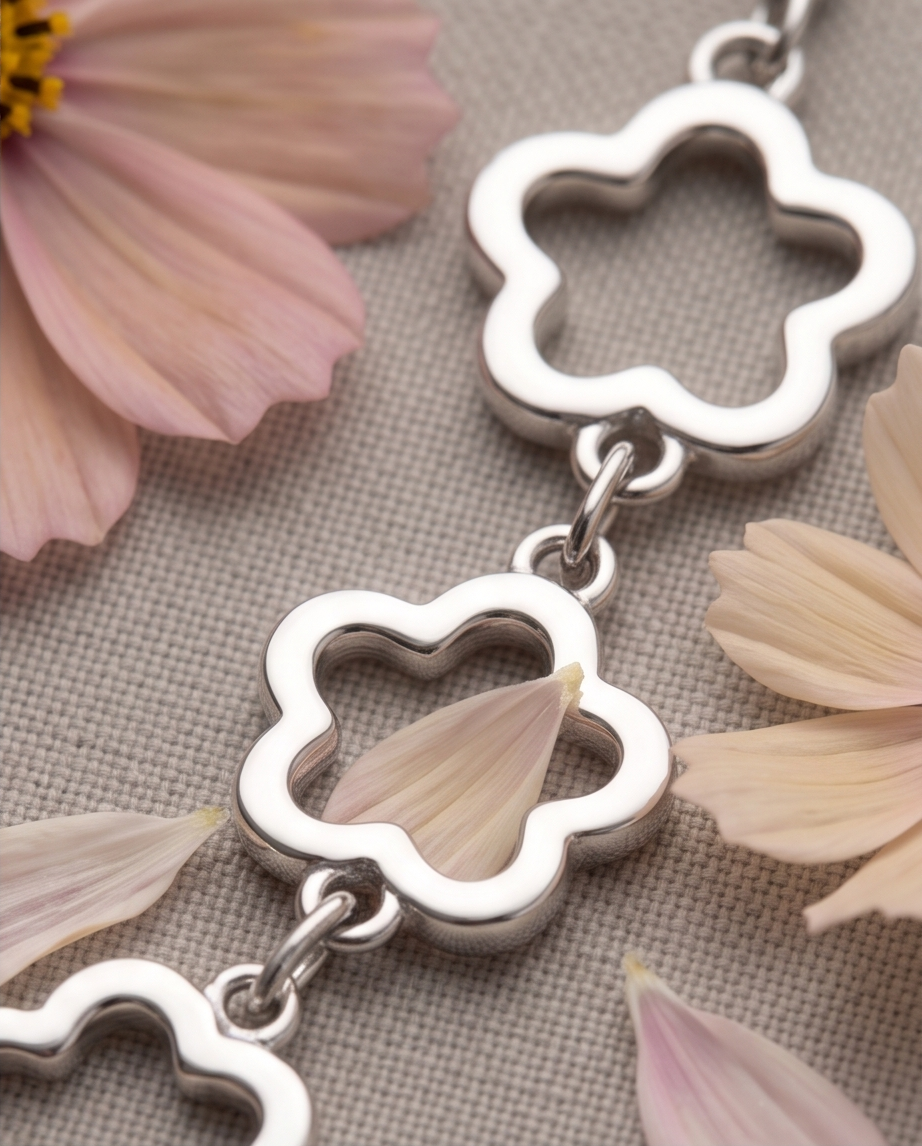 Collar Flores Plateado