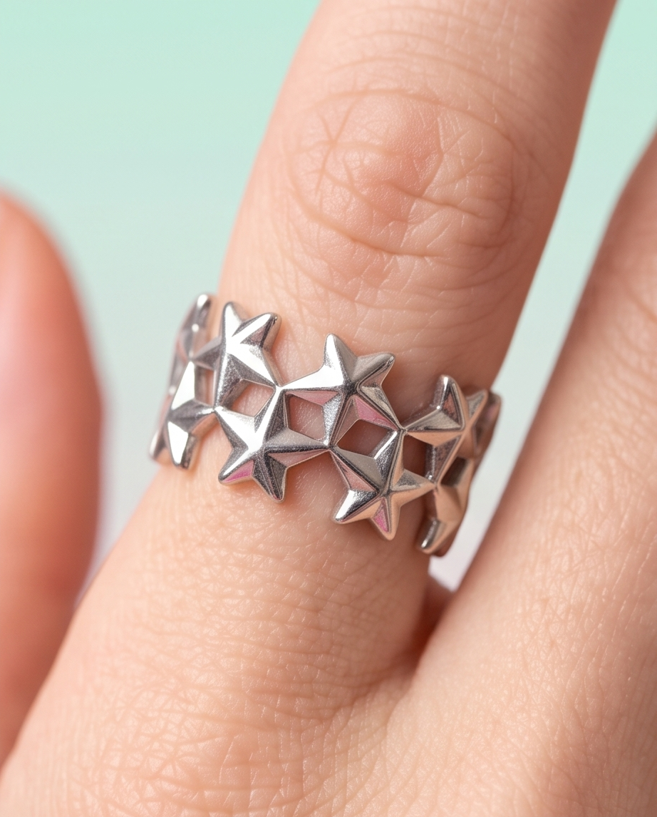 Anillo Estrellas Plateado