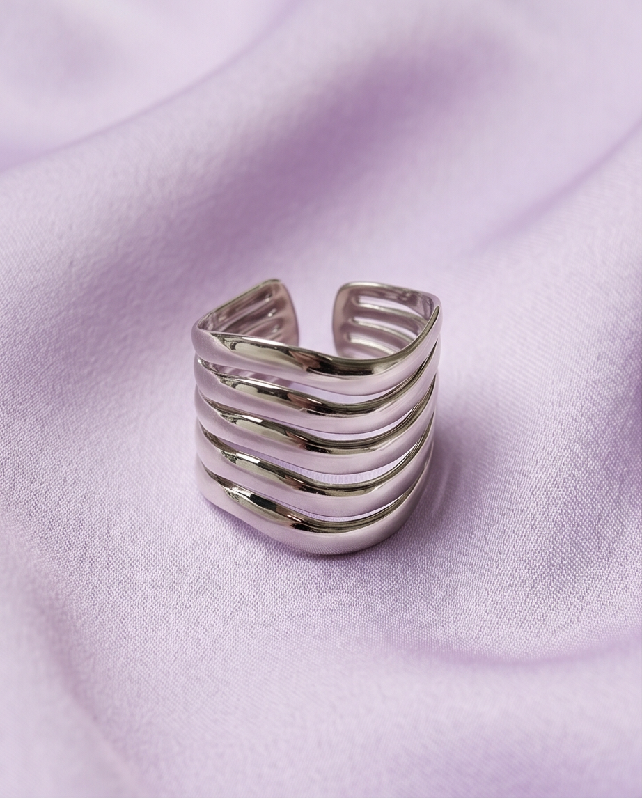 Anillo Curvas Plateado