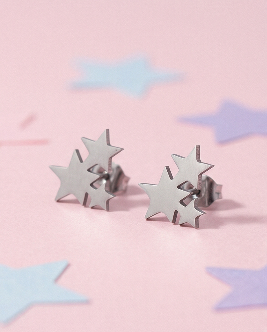 Pendiente Estrella Plateado