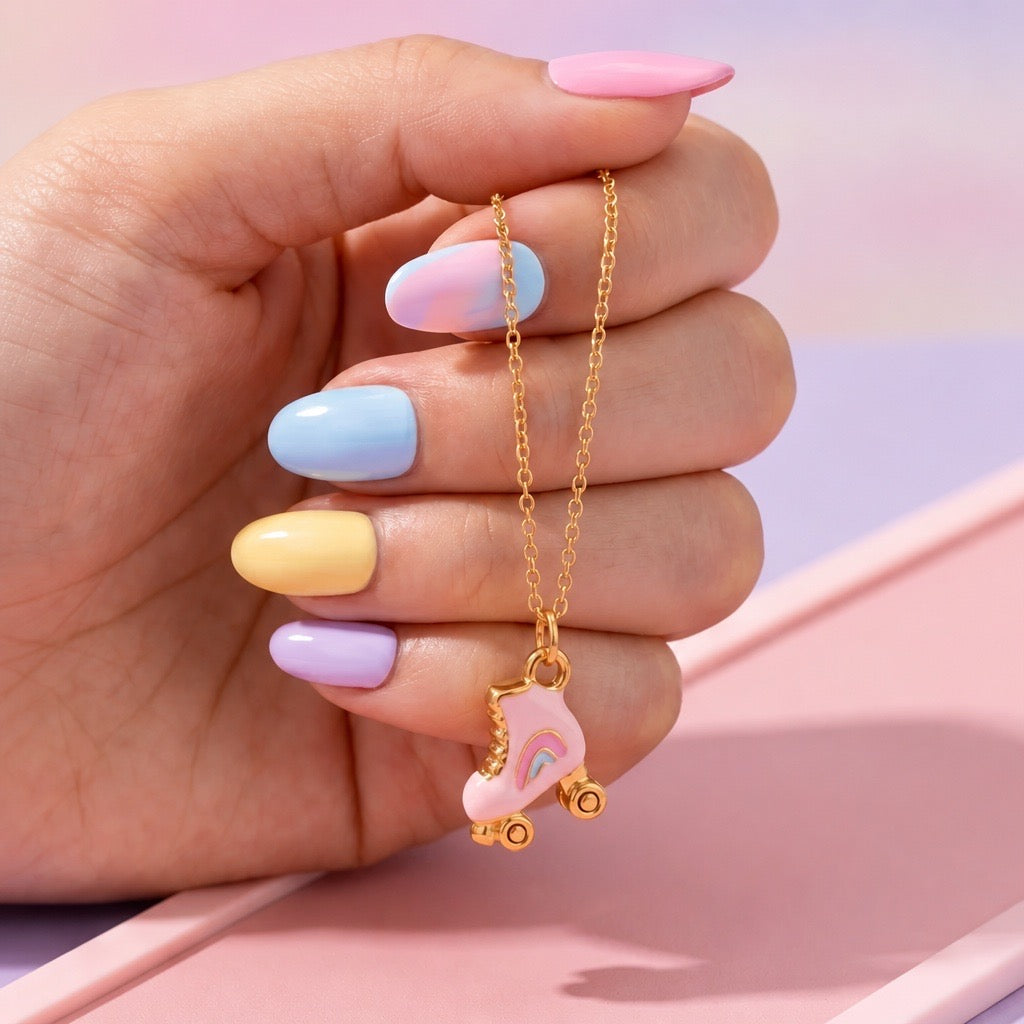 Charm Patín Rosa Dorado