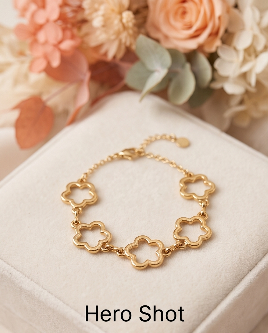 Pulsera Flores Dorado