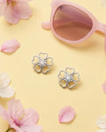 Pendiente Flor Plateado