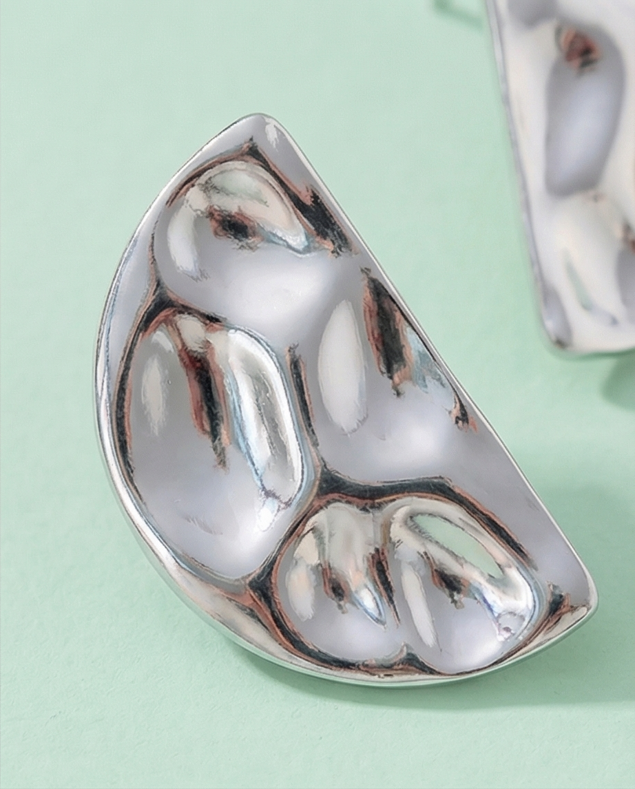 Pendiente Media Esfera Plateado