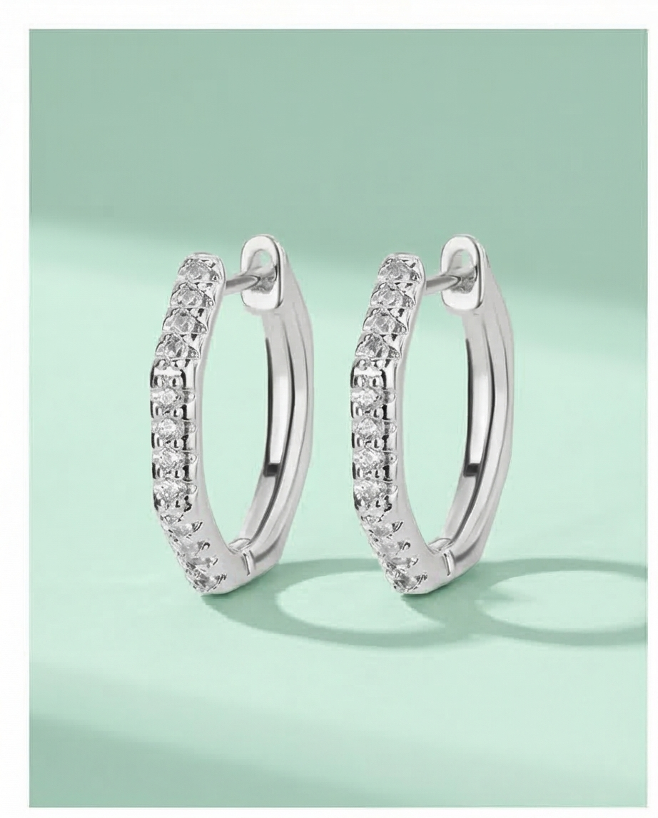 Pendiente Aro Brillos Plateado