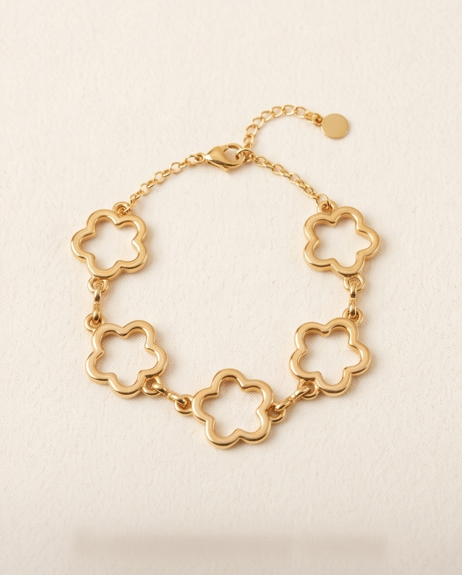 Pulsera Flores Dorado