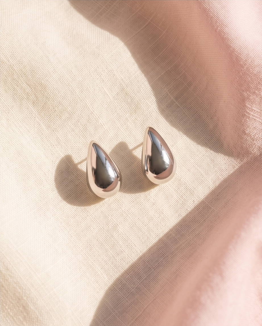 Pendientes Gota Plateado