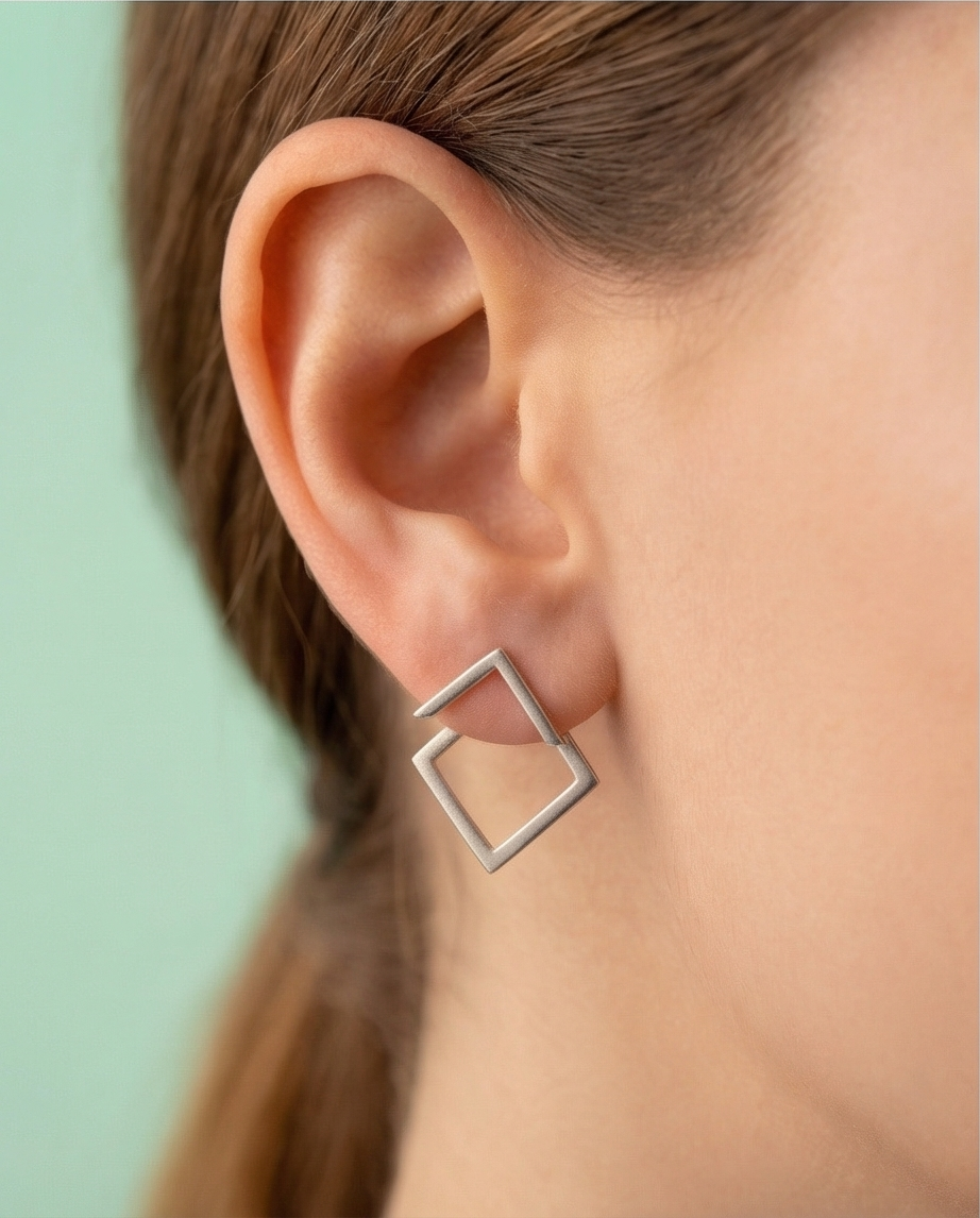 Pendiente Cuadrado Plateado