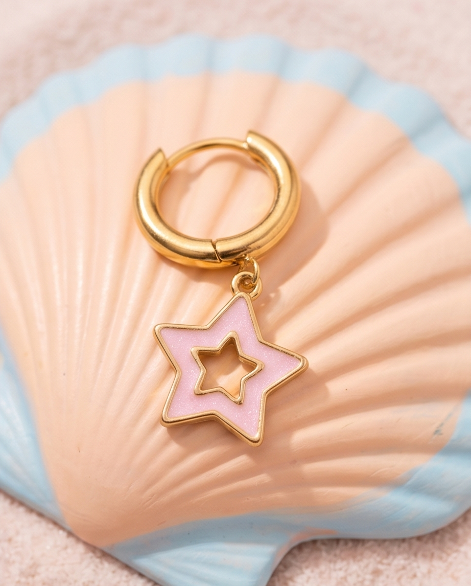 Pendiente Estrella Rosa