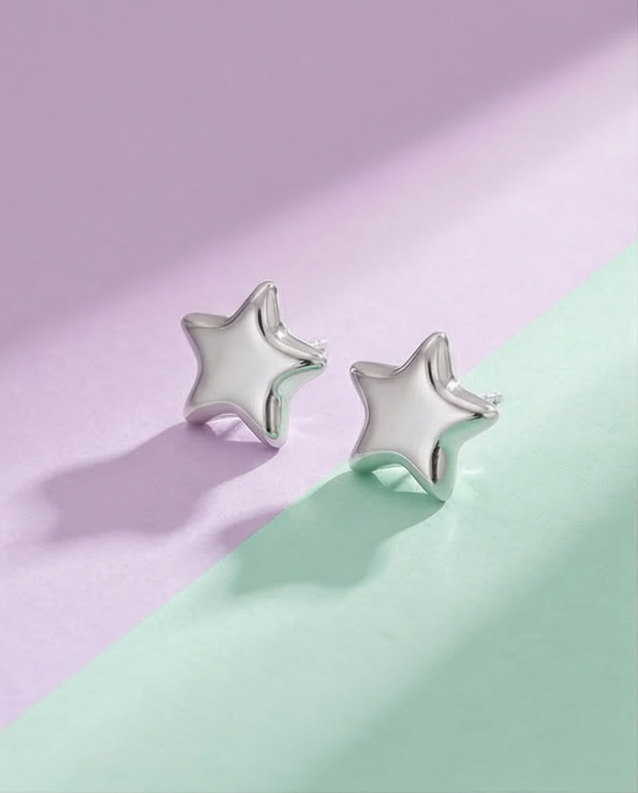 Pendiente Estrella Plateado