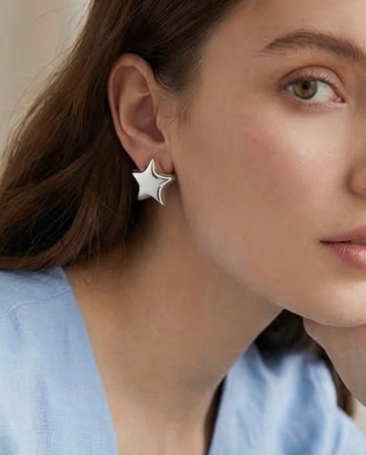 Pendiente Estrella Plateado