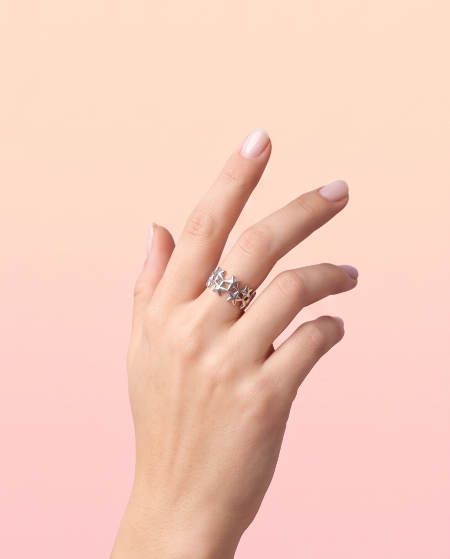 Anillo Estrellas Plateado