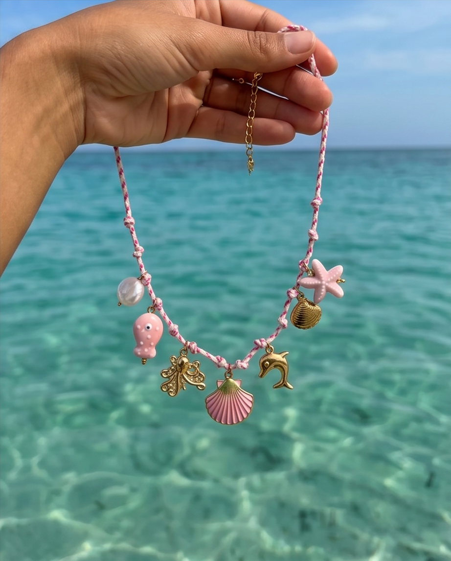 Collar Cuerda Rosa Charms Mar