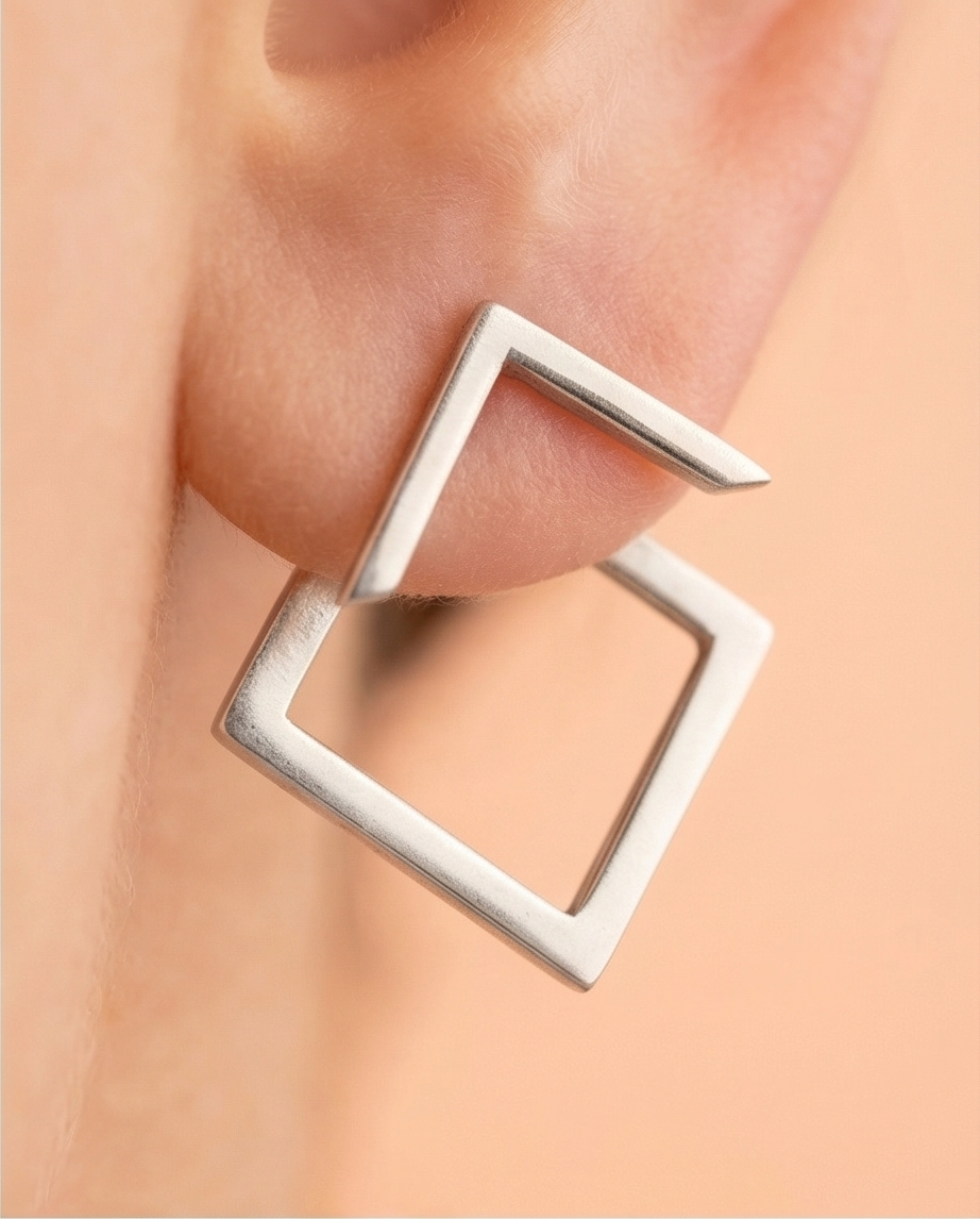 Pendiente Cuadrado Plateado