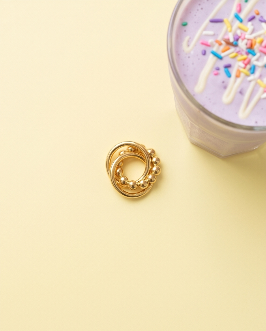 Anillo Círculos y Bolitas Dorado