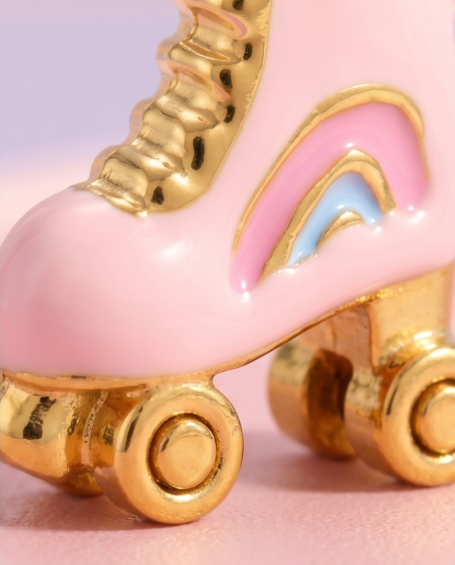 Charm Patín Rosa Dorado
