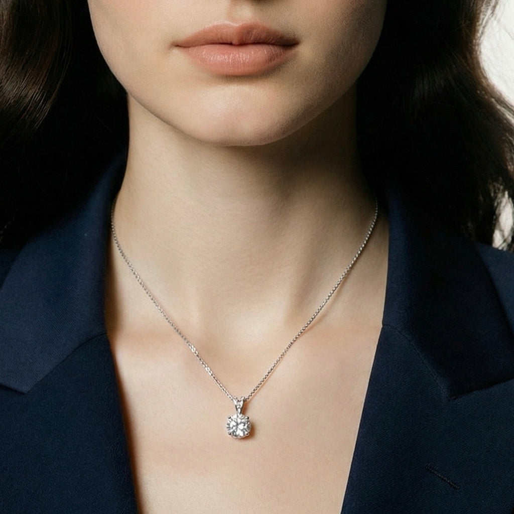 Collar Diamante Plateado