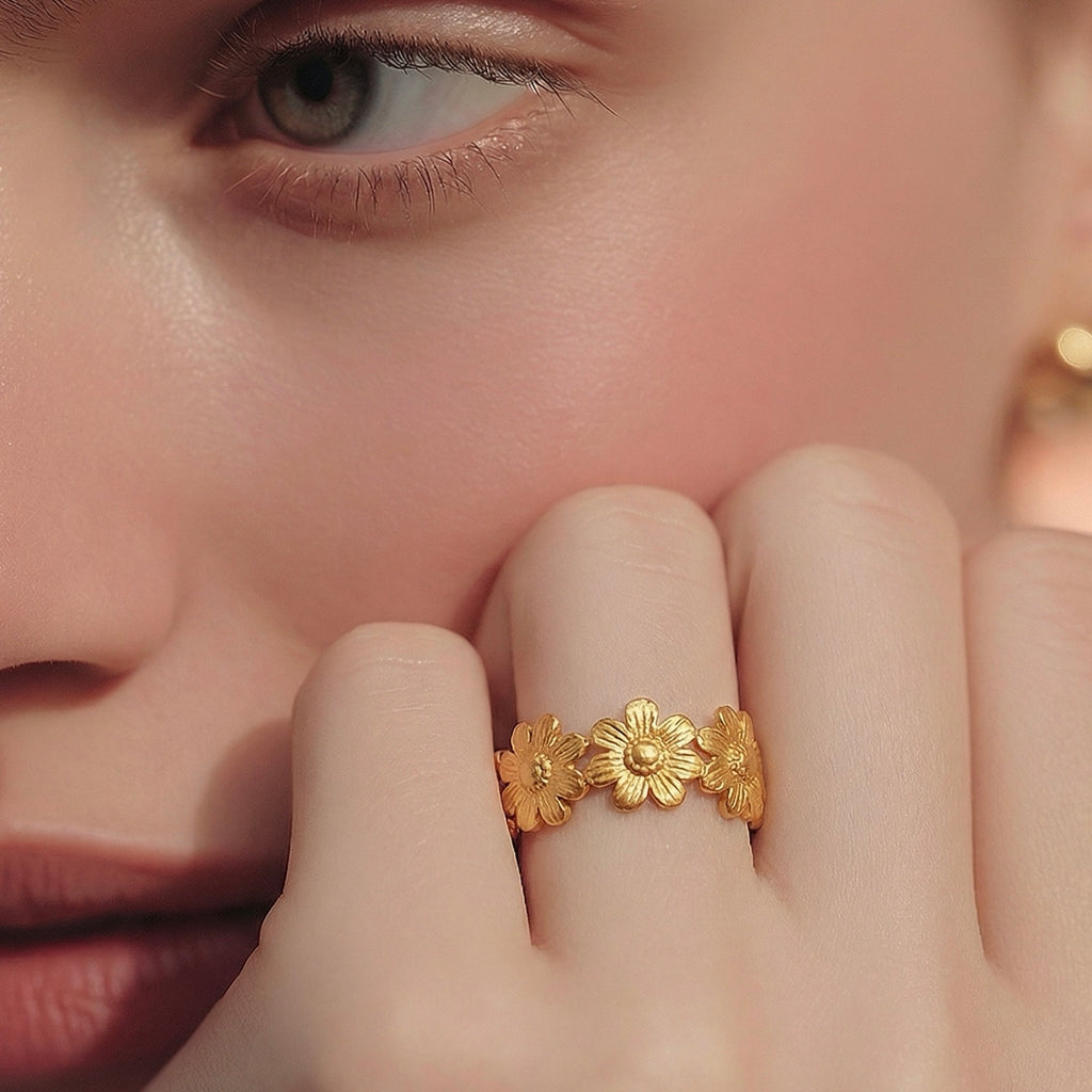 Anillo Flores Dorado