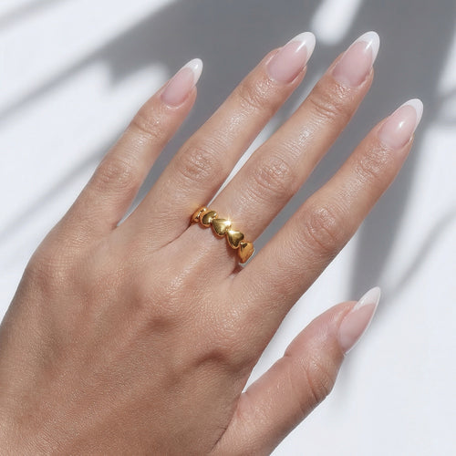 Anillo Corazones Dorado