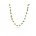 Collar Flores Azul y Dorado