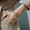 Pulsera Doble Mariposas Dorado