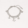 Pulsera Doble Mariposas Plateado
