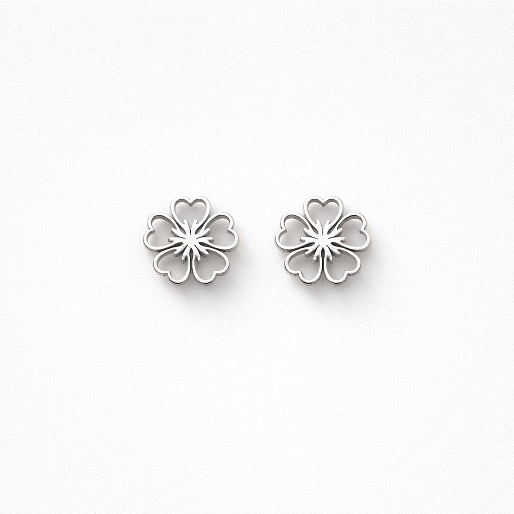 Pendiente Flor Plateado