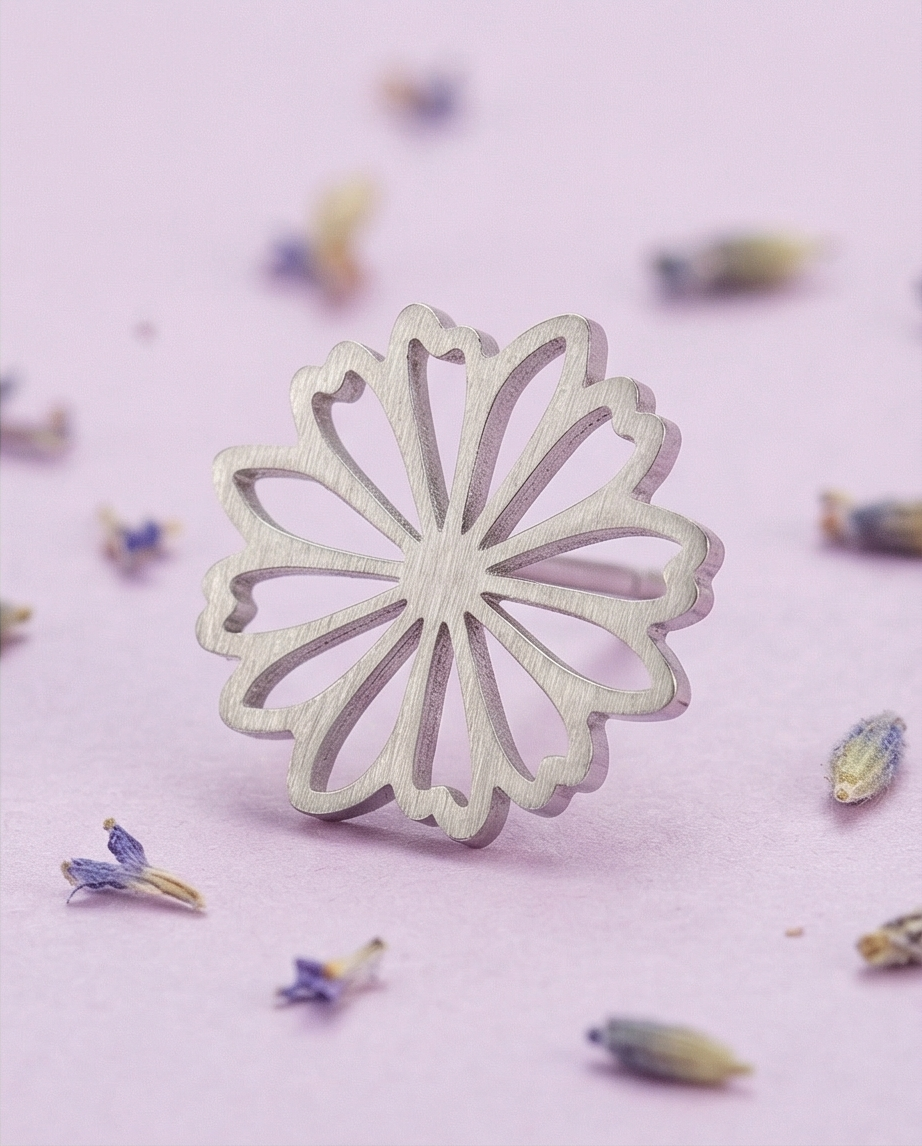 Pendiente Flor Plateado