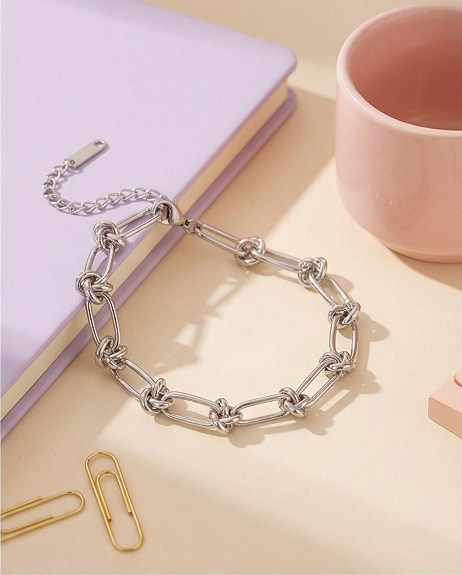 Pulsera Cadena Espinas Plateado