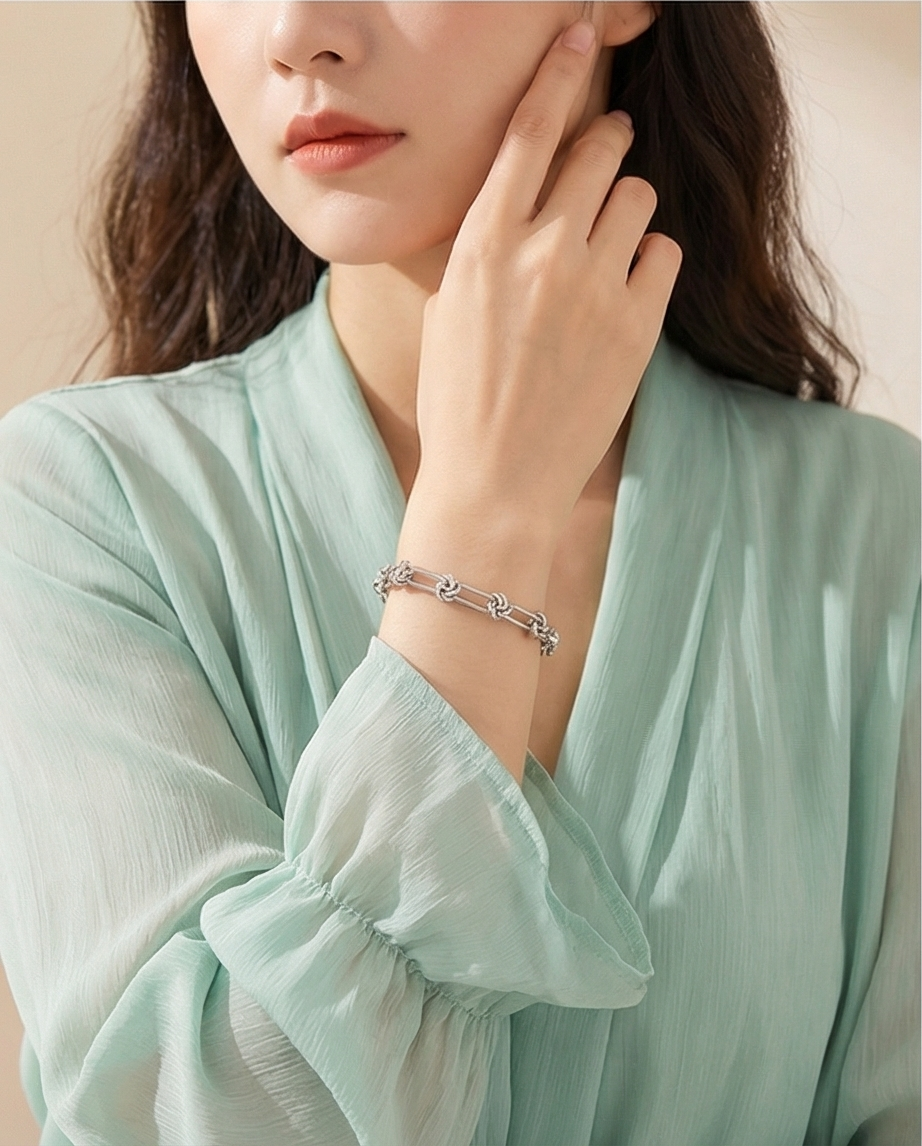 Pulsera Cadena Espinas Plateado