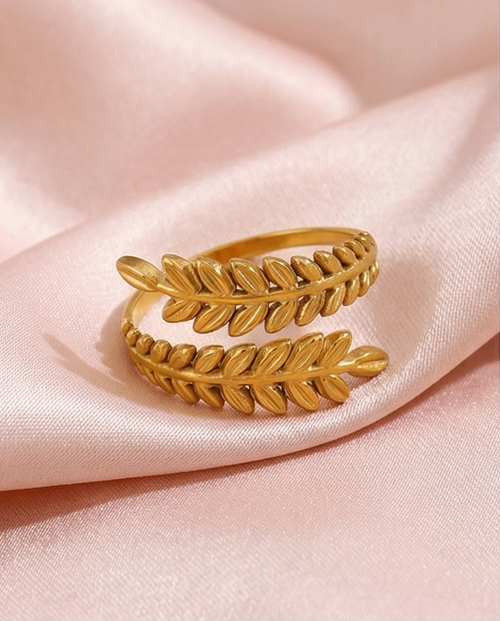 Anillo Corona Laurel Dorado