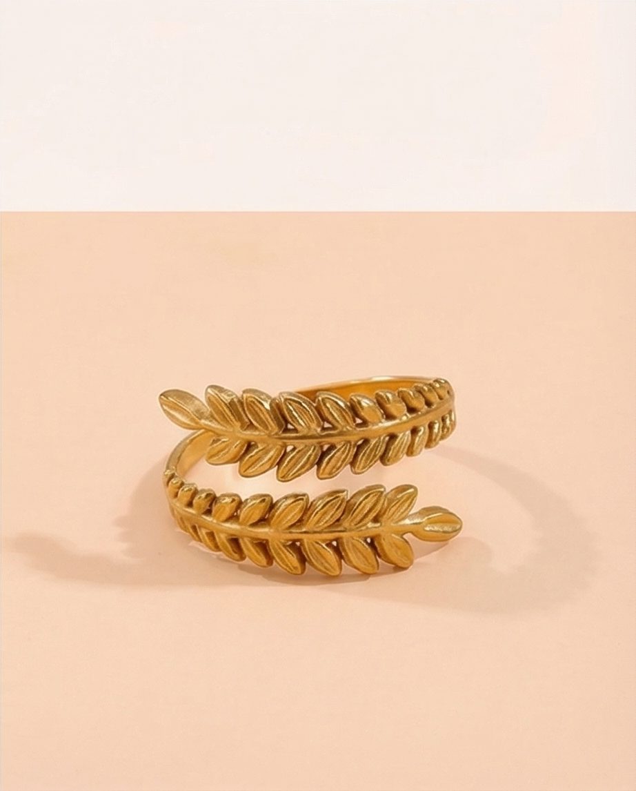 Anillo Corona Laurel Dorado