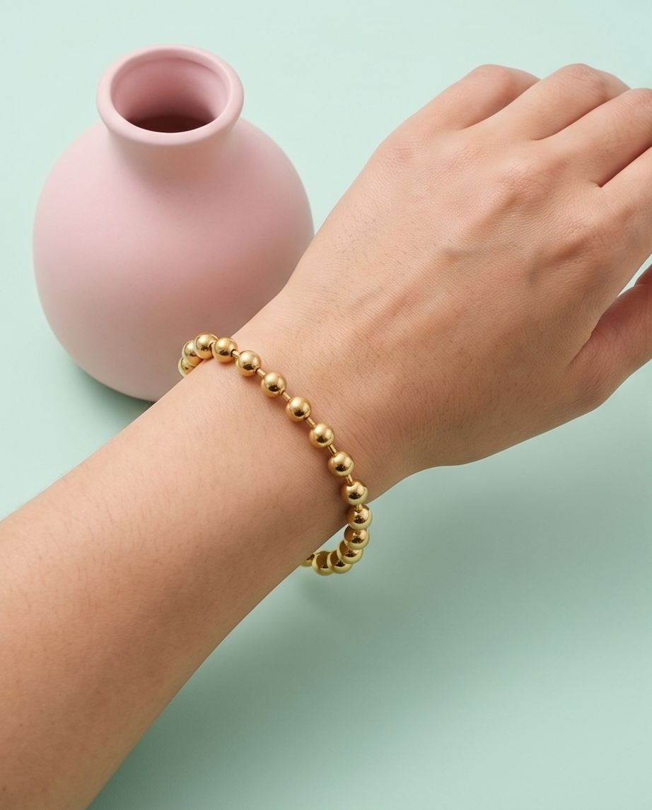 Pulsera Personalizable Bolitas Dorado