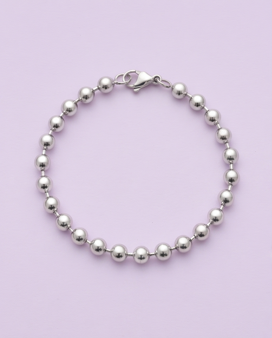 Pulsera Personalizable Bolitas Plateado