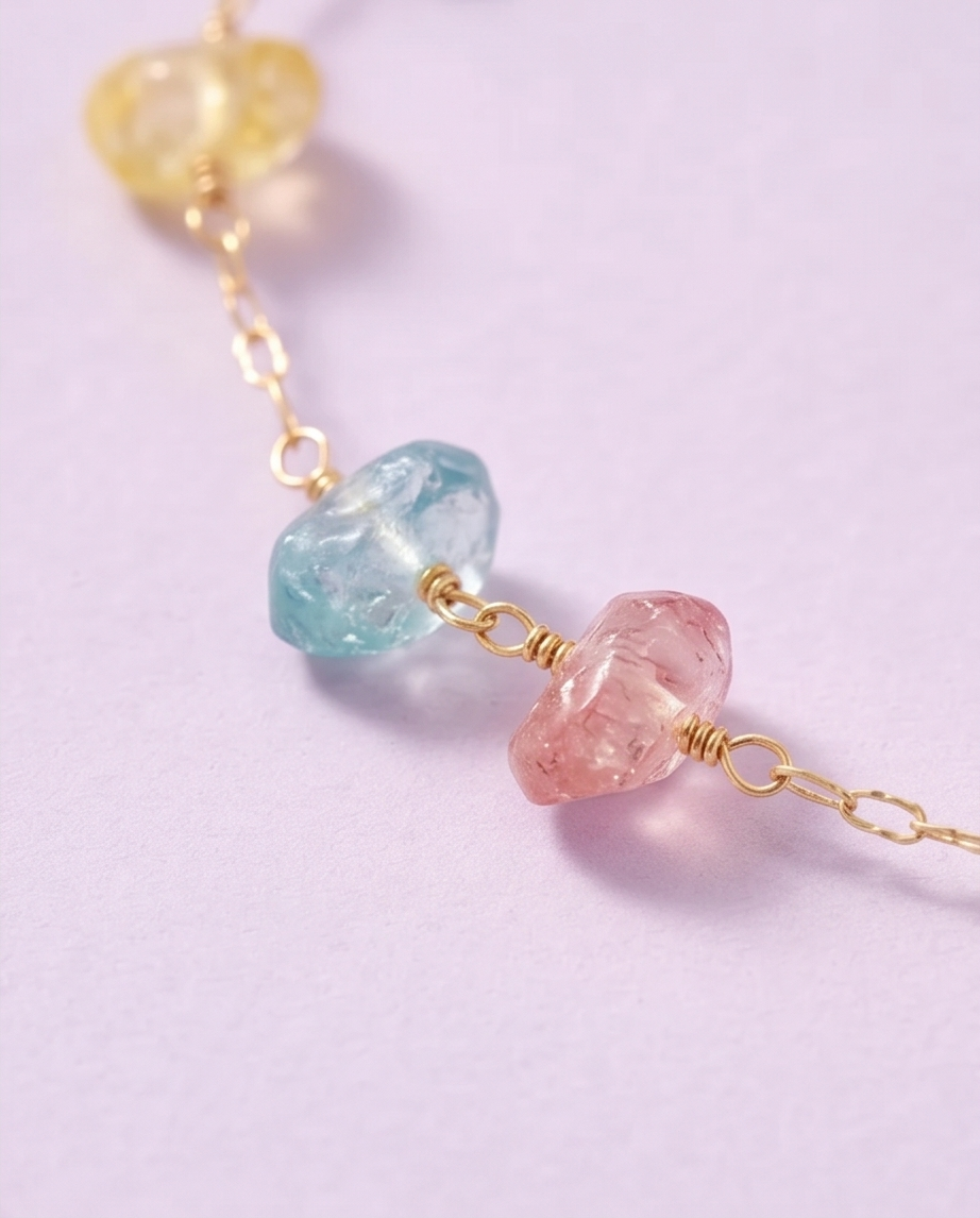 Pulsera Piedras Colores Dorado