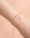 Pulsera Piedras Colores Dorado