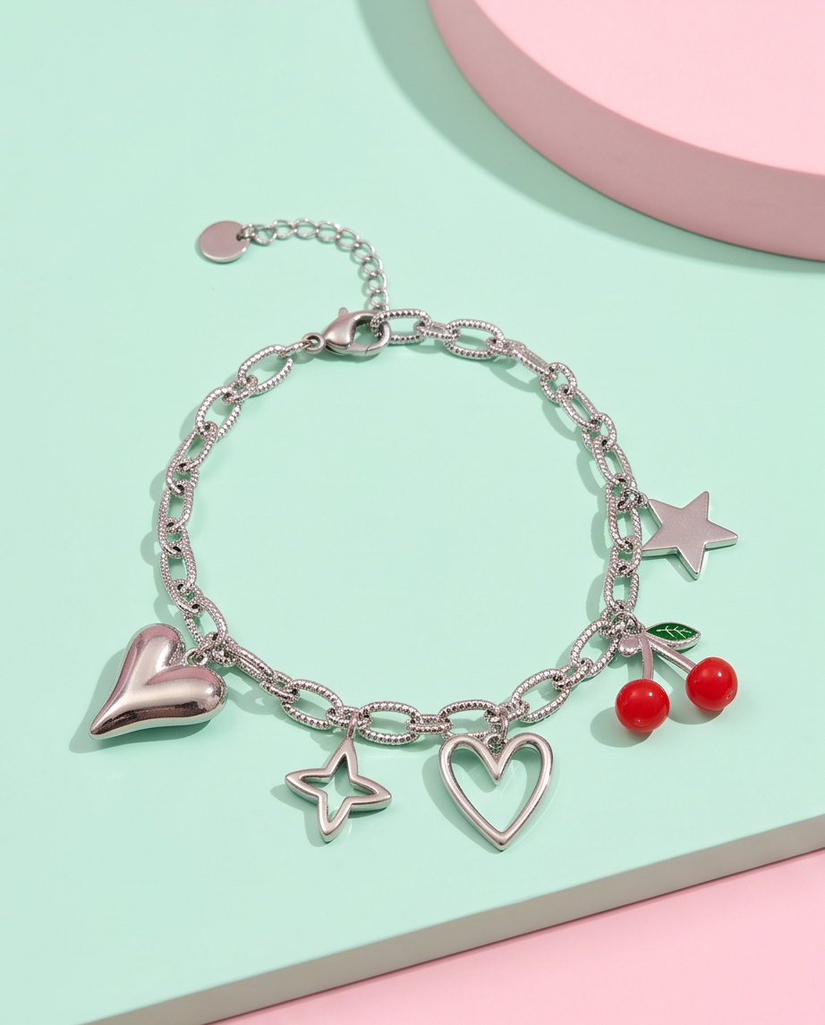 Pulsera Charms Variados Plateados
